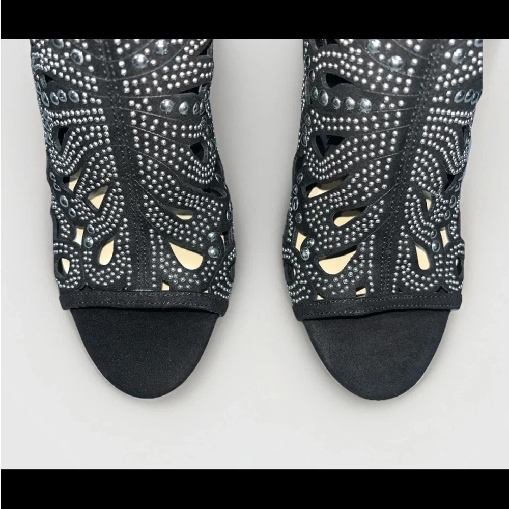 Jessica Simpson Black Jayley Studded Cut Out Stiletto Ankle Bootie Heels ‎ 8.5 M